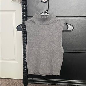 Gray Sleeveless Turtleneck Top